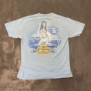 Vintage Corona Extra beer shirt mens Large blue 2000s y2k